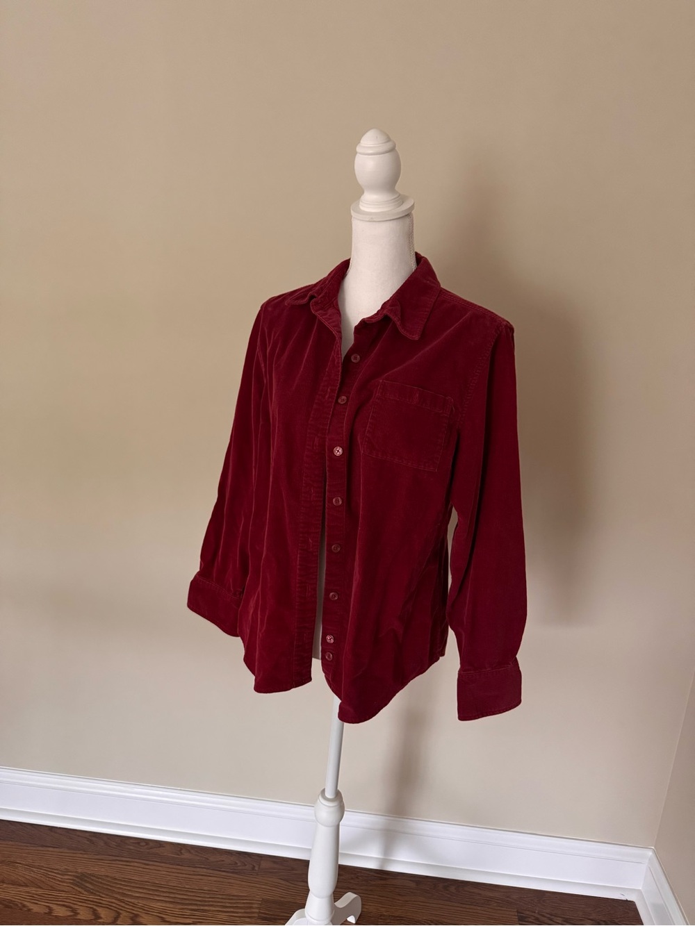 Basic Editions Corduroy Shirt in Wine Red